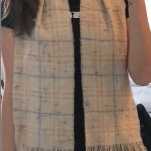 Burberry Beige Peach and Blue Plaid Scarf
